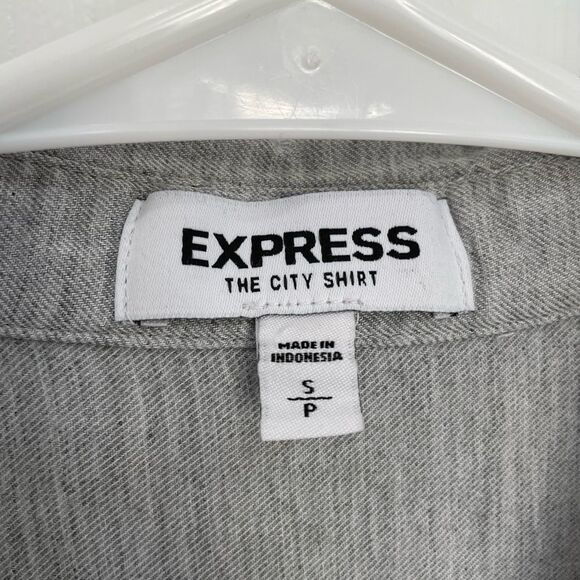 Express The City Shirt Gray Button Down High Low Hem Women’s Size S - Picture 4 of 7
